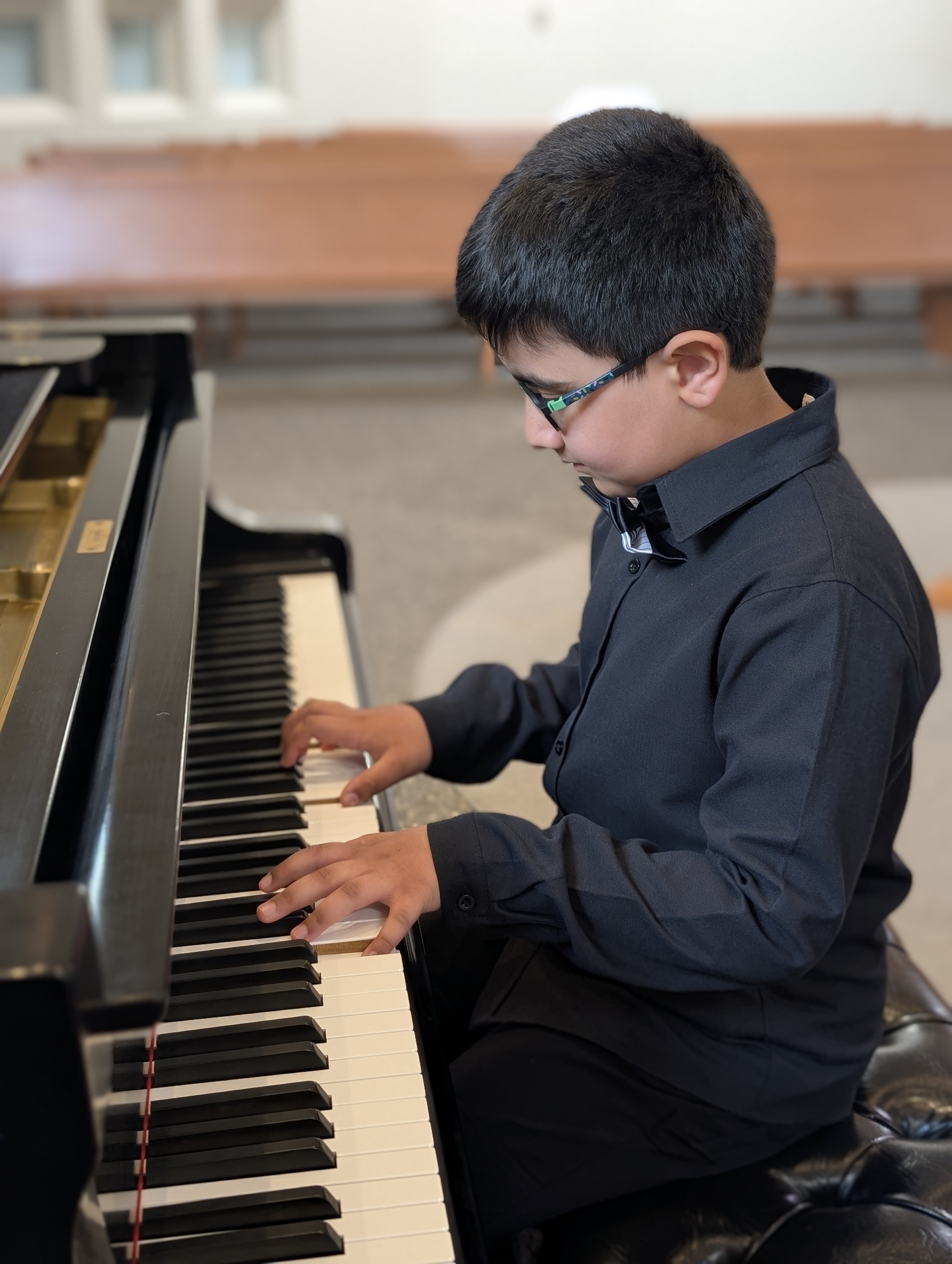 Student at piano practice